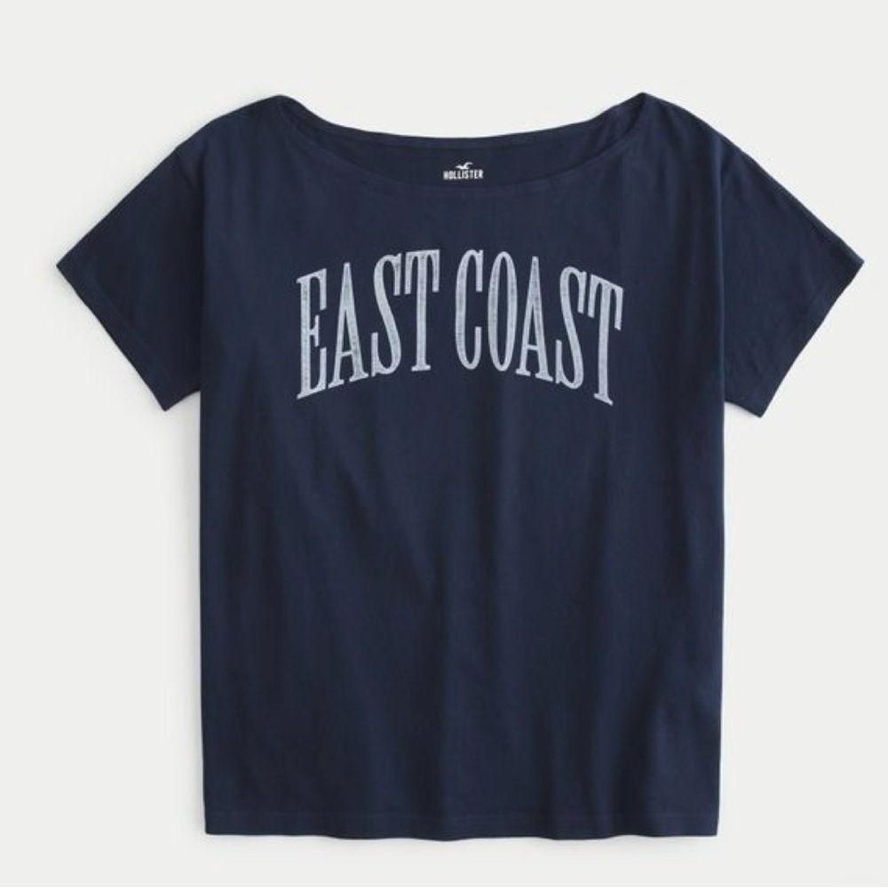 NWT Hollister Navy 'East Coast' Short Sleeve Graphic Tee